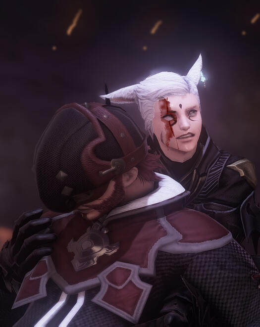 Tacitus clutches a wounded comrade during the Battle of Silvertear Skies.