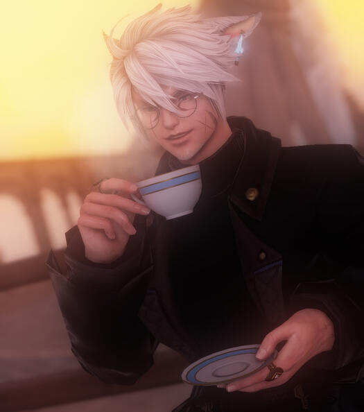 Taro enjoys some tea.